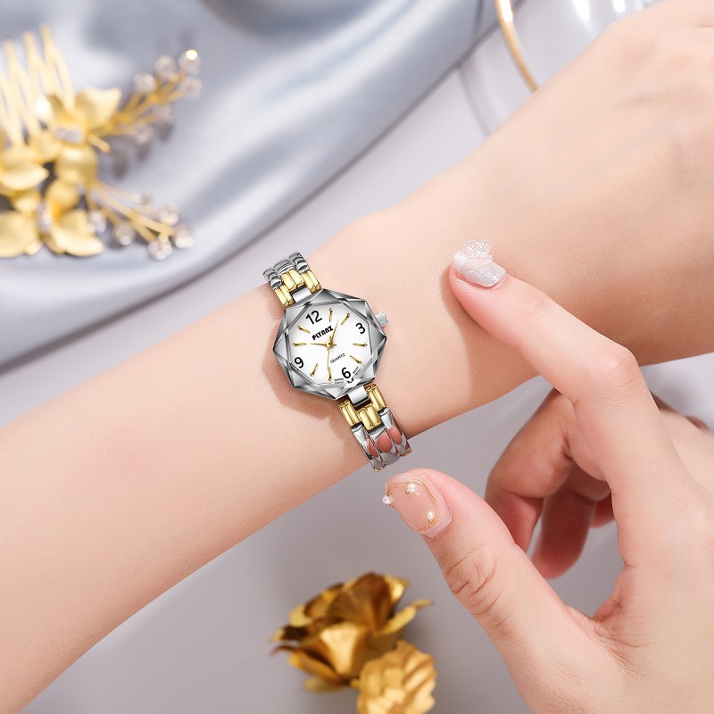瑞仕机芯水晶玻璃手表plynnz水立方不锈钢时尚八角型潮流百变炫彩