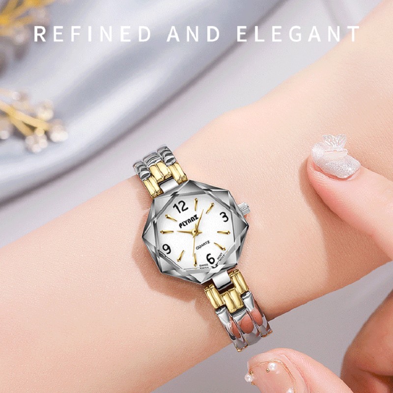 瑞仕机芯水晶玻璃手表plynnz水立方不锈钢时尚八角型潮流百变炫彩