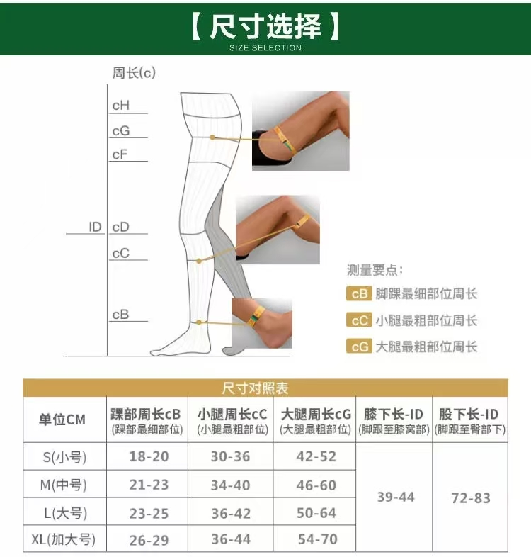 3级压力派菲特静脉曲张袜长筒开口