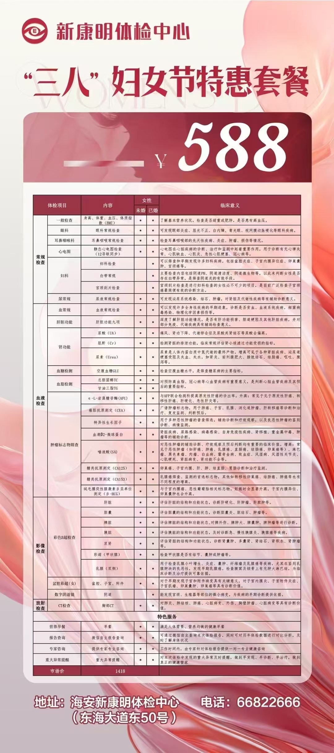 女性专属体检套餐