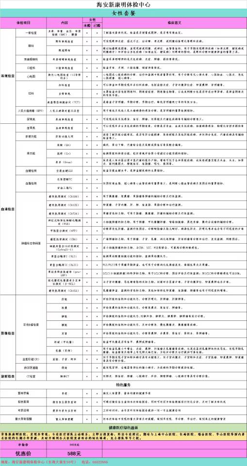 女性体检全面版