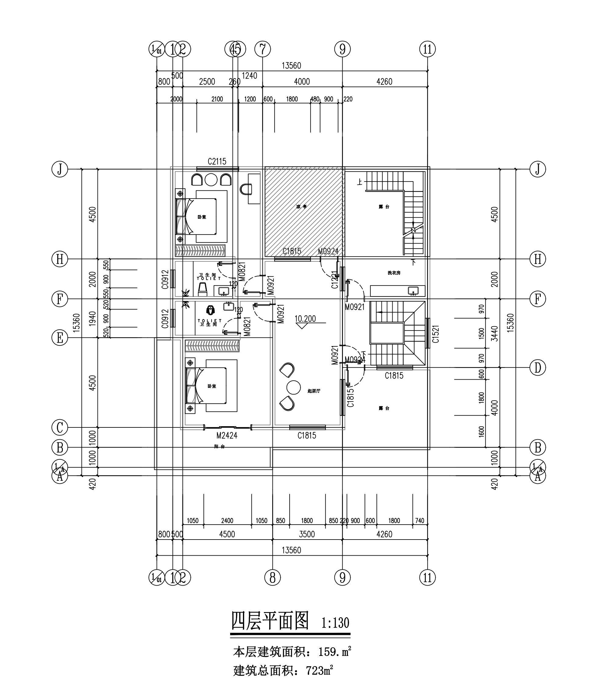 【F010款】成品图纸欧式四层乡村别墅农村自建房设计图纸（全套图纸）打印版.....