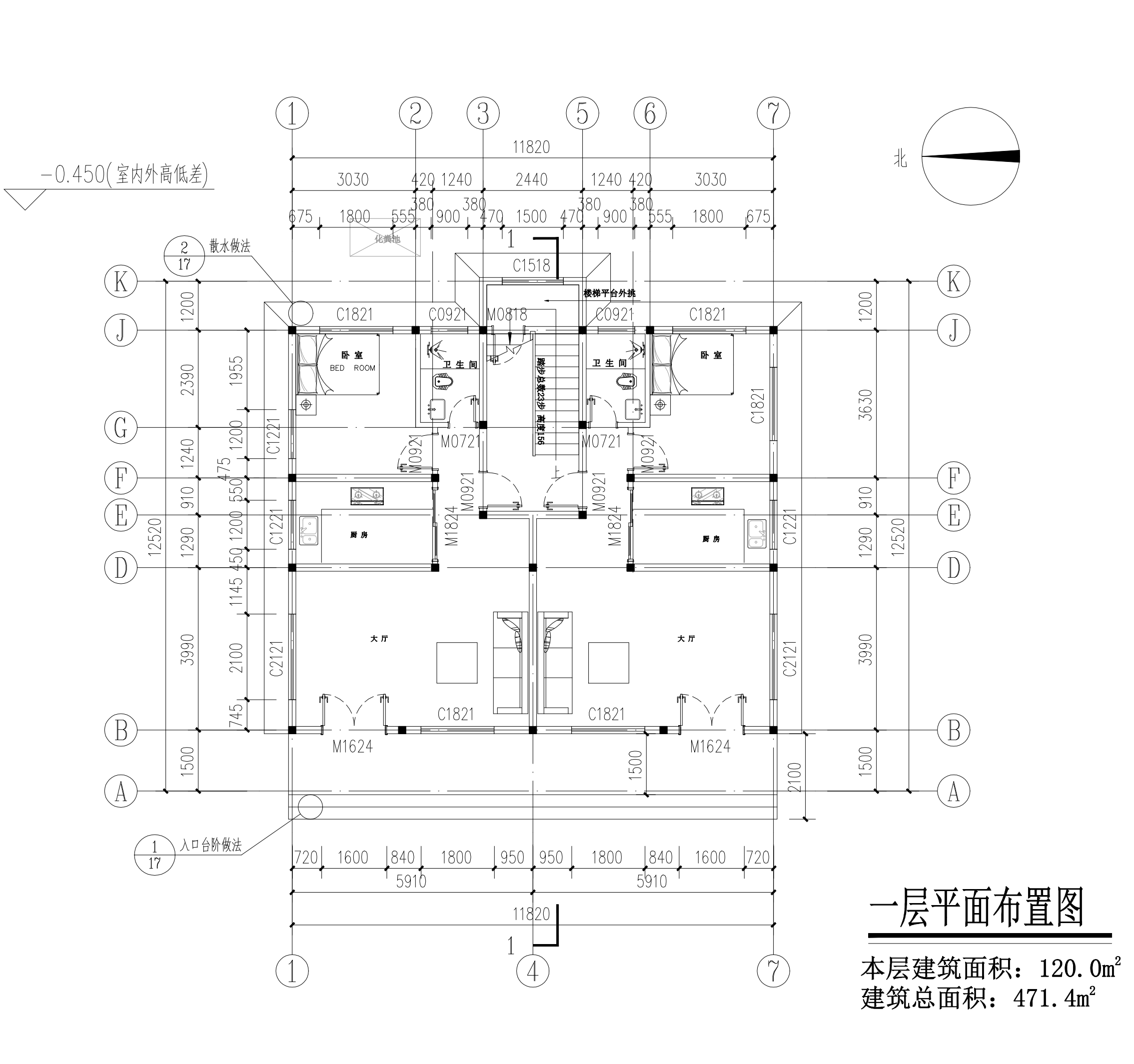 【F017款】成品图纸新中式风格三层半双拼乡村别墅农村自建房设计图纸（全套图纸）打印版.....