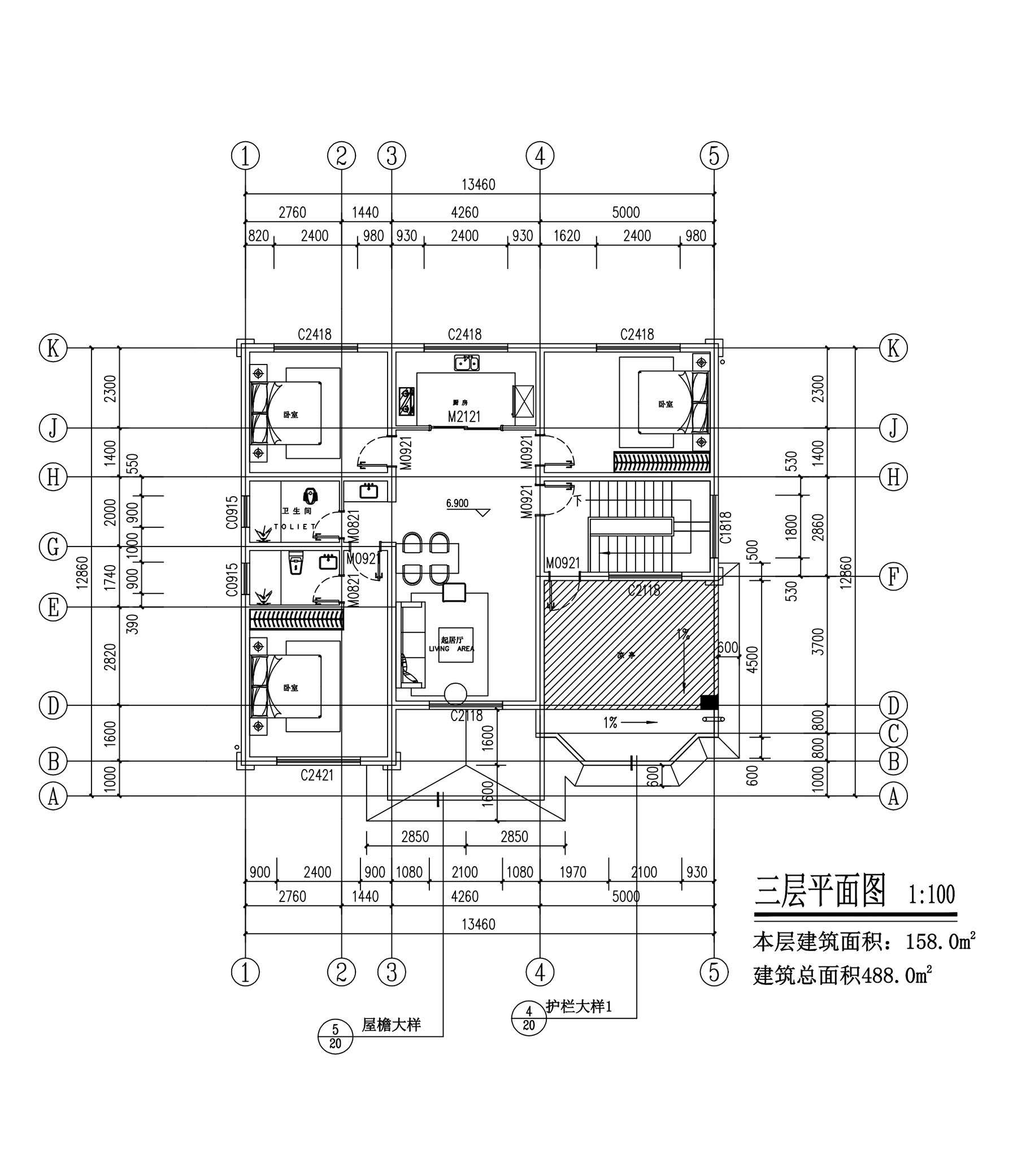 【F044款】成品图纸欧式三层乡村别墅农村自建房设计图纸（全套图纸）打印版.....