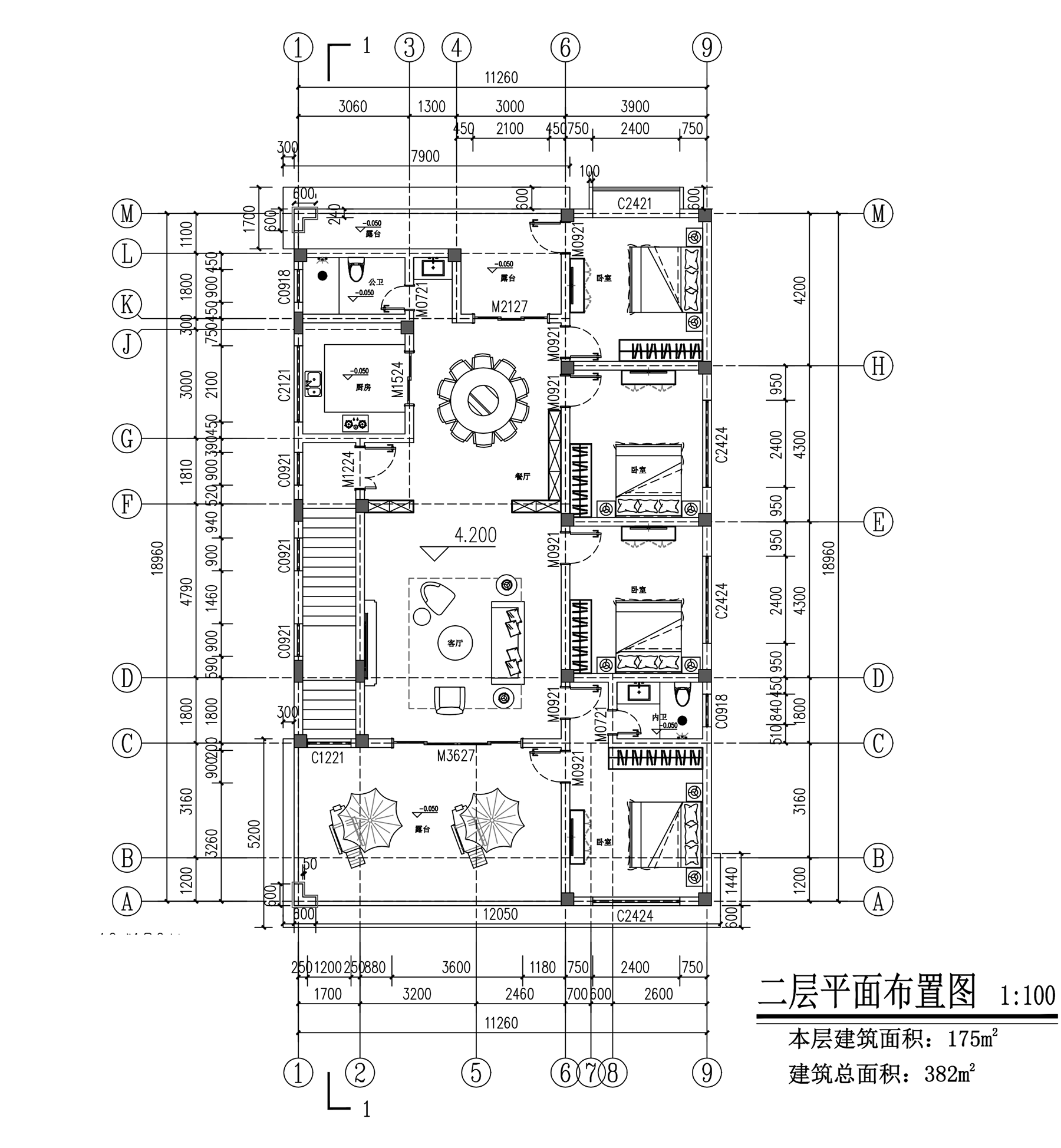 【F057款】成品图纸现代二层乡村别墅农村自建房设计图纸（全套图纸）打印版.....