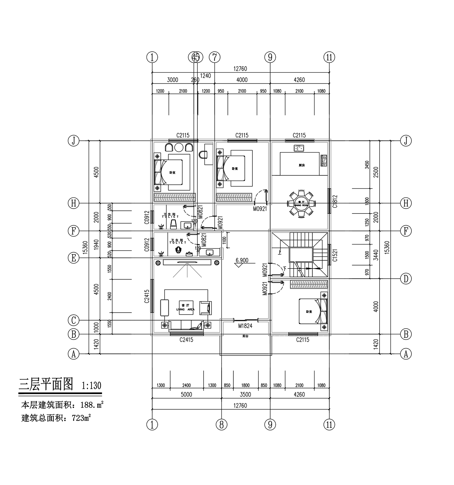 【F100款】成品图纸欧式四层乡村别墅农村自建房设计图纸（全套图纸）打印版......