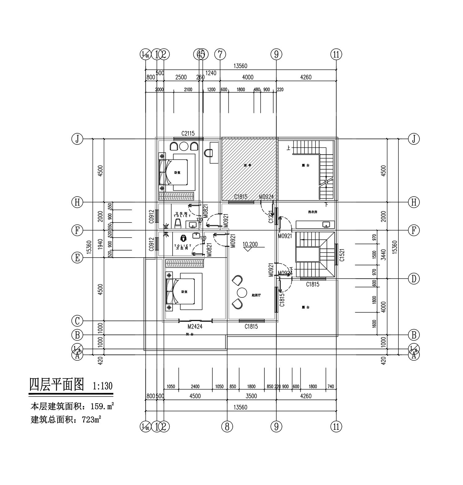 【F100款】成品图纸欧式四层乡村别墅农村自建房设计图纸（全套图纸）打印版......