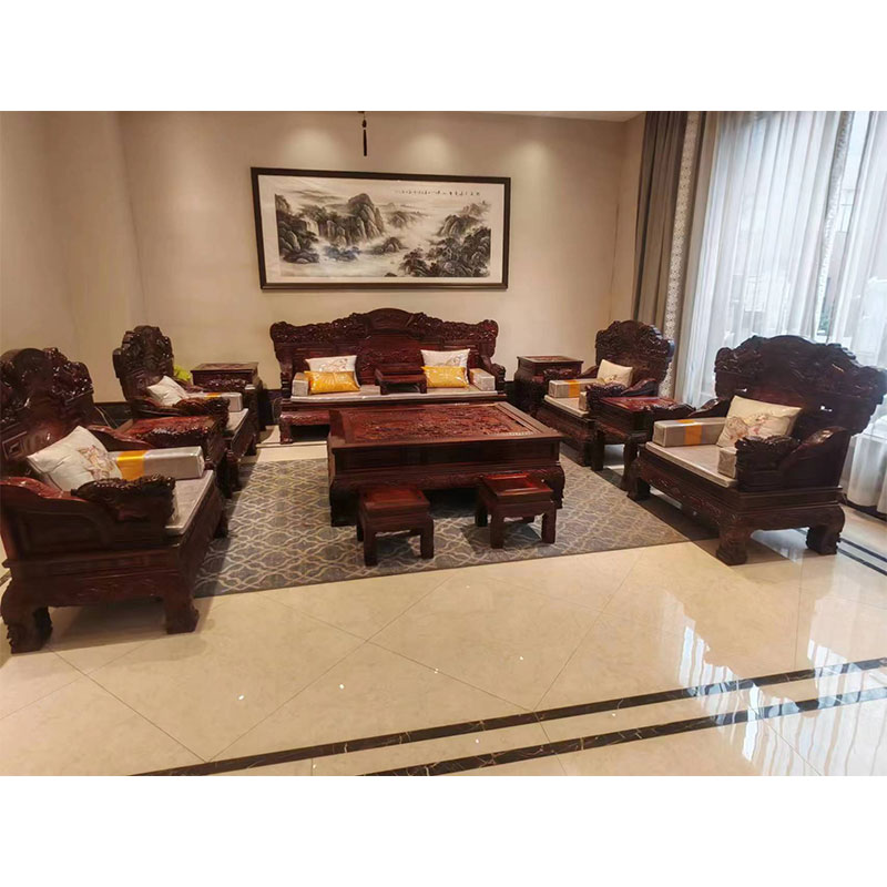 阔叶黄檀宝马沙发11件套（印尼黑酸枝，国标红木）