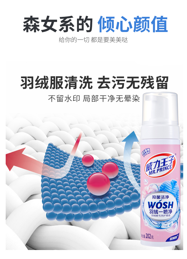 威力王子羽绒服干洗剂一喷净202g棉服清洗剂免水洗强力去污去油渍
