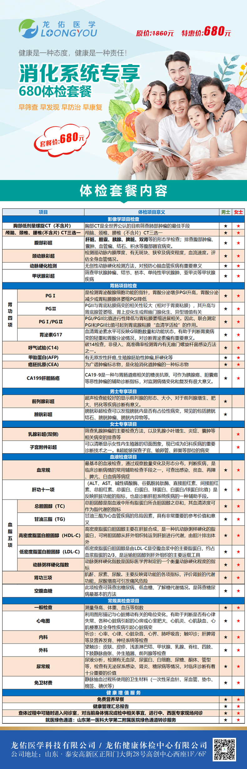 消化系统专享680体检套餐
