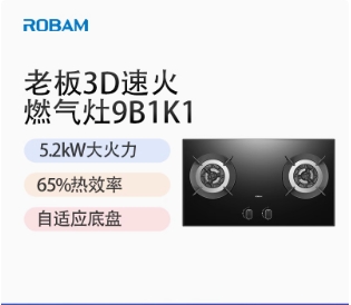 ROBAM老板9B1K1燃气灶家用防爆钢化玻璃面板嵌入式双灶5.2kW