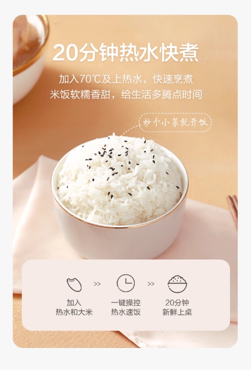 美的（Midea）电饭煲电饭锅家用4L智能预约匠铜聚能釜不粘内胆快速饭蒸煮米饭锅 4L MB-FB40E108