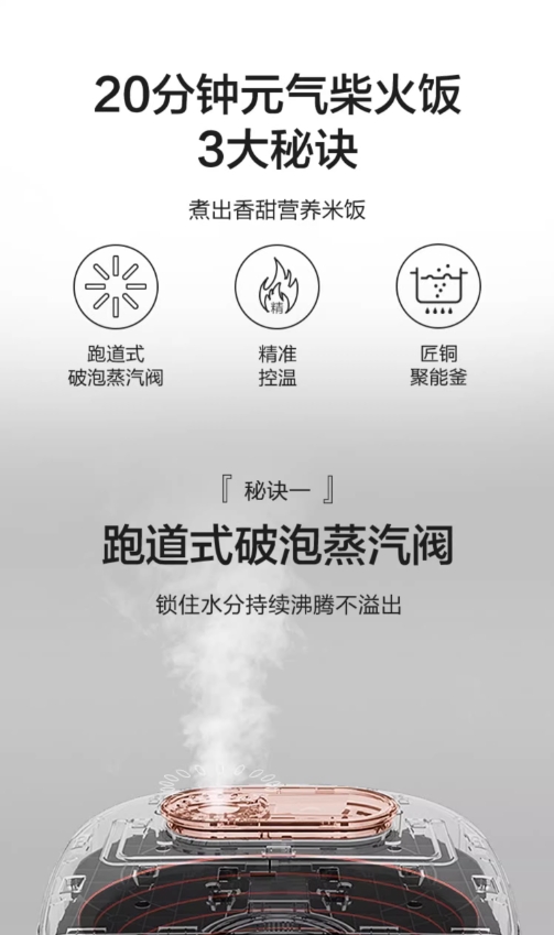 美的（Midea）电饭煲电饭锅家用4L智能预约匠铜聚能釜不粘内胆快速饭蒸煮米饭锅 4L MB-FB40E108
