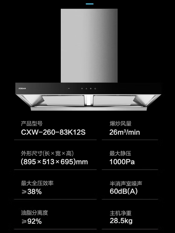 老板 ROBAM油烟机83K12S双腔双吸抽烟机挥手智控