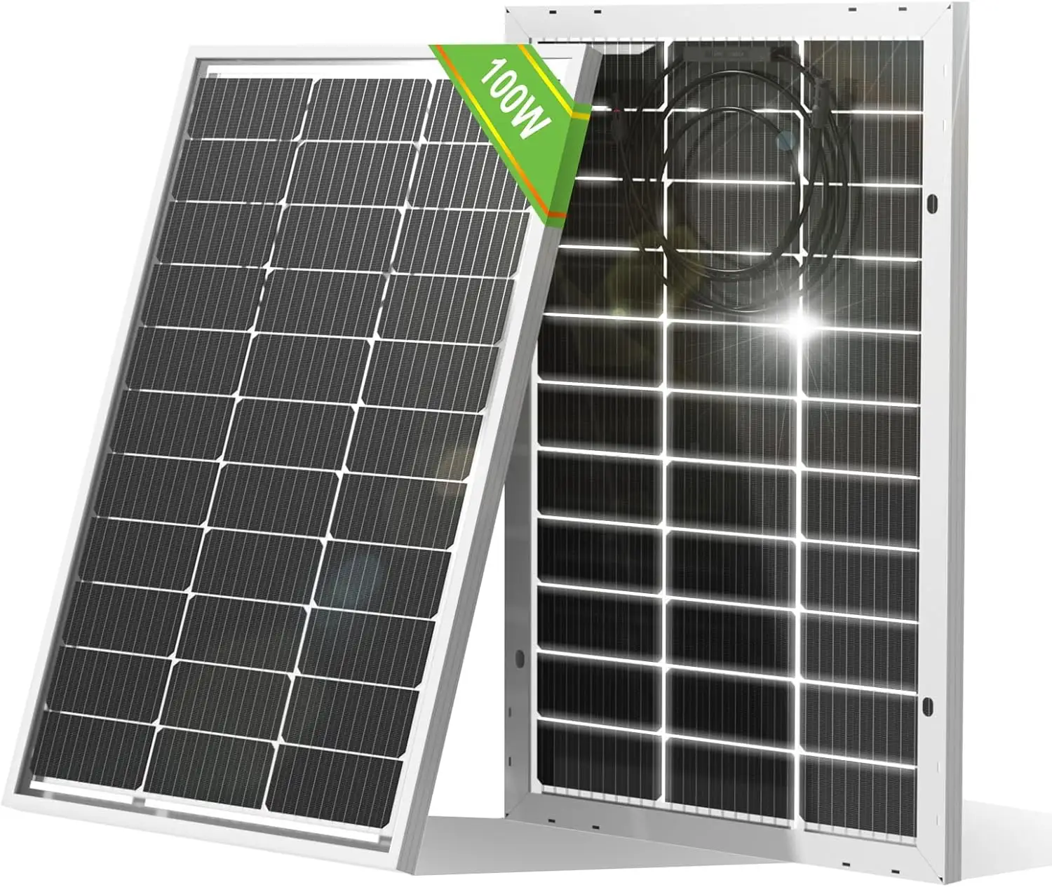 双面100瓦太阳能电池板单高效光伏模块电源充电器，适用于遮阳棚RVs农场离网应用