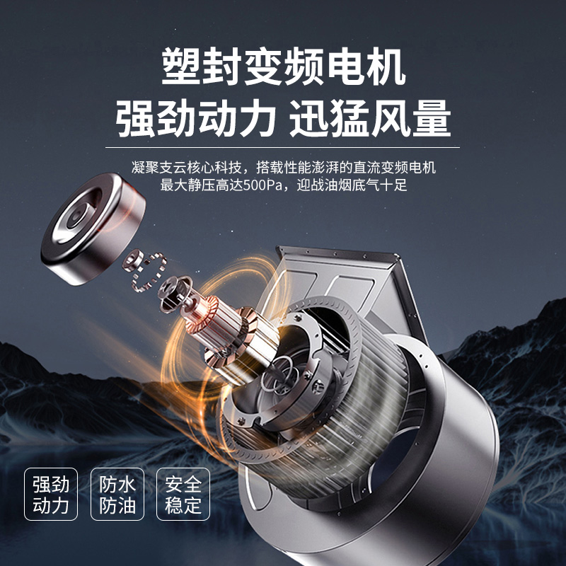 支云吸油烟机 三腔变频立体环吸 顶侧双吸共同发力