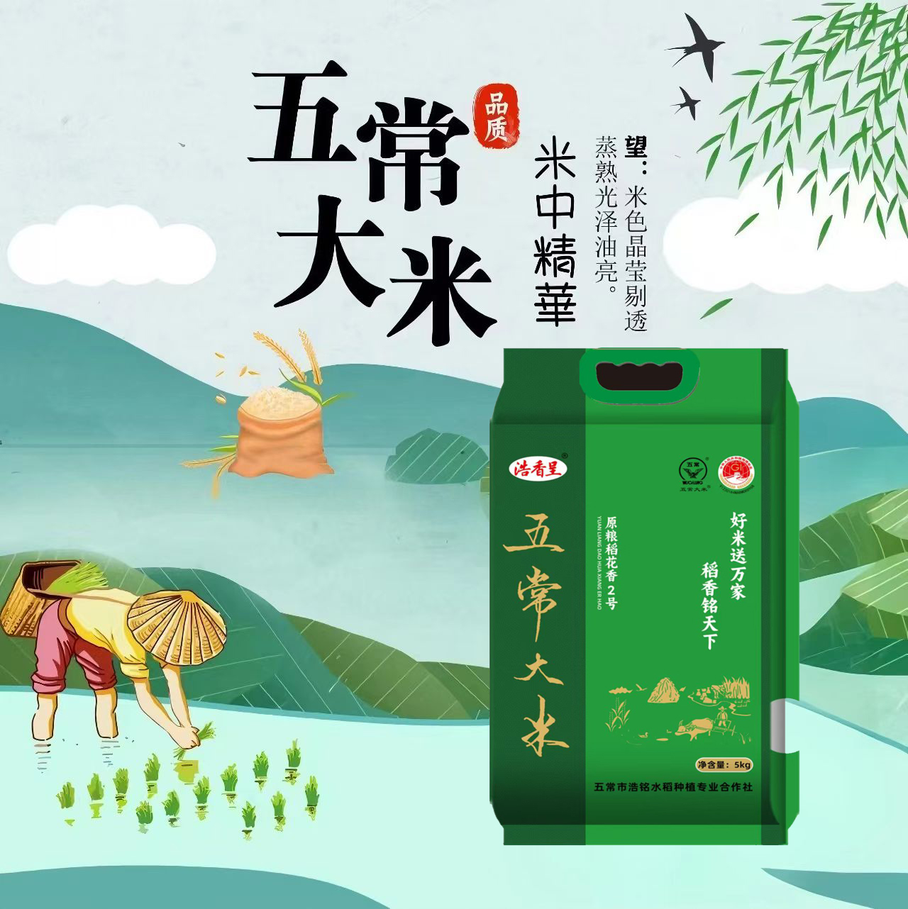 五常大米.原粮稻花香(2号)真空手提袋5kg