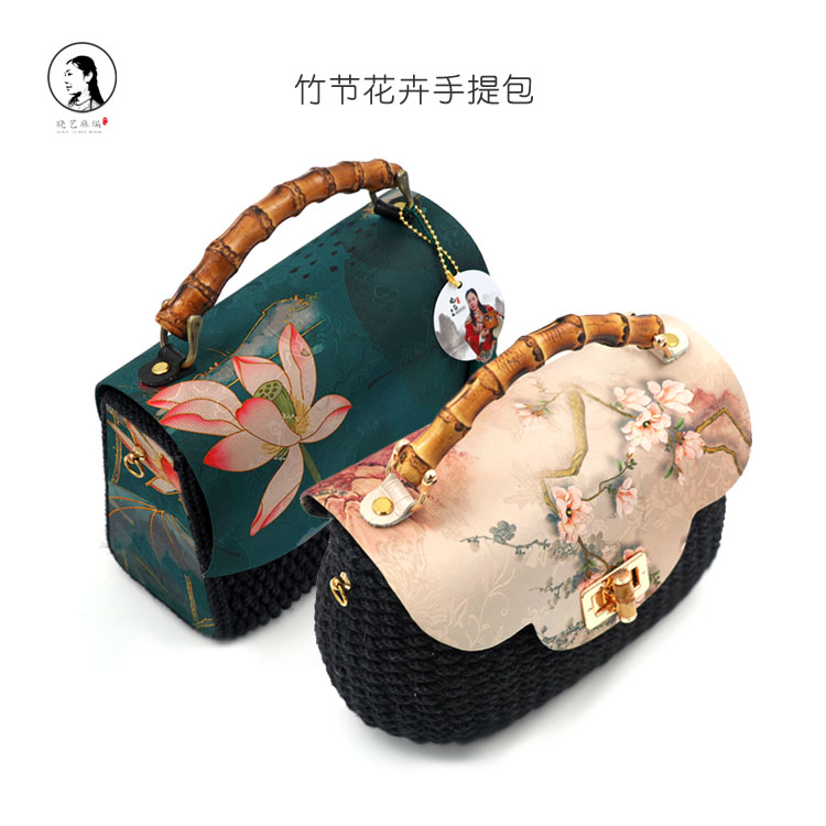 竹节花卉手提包