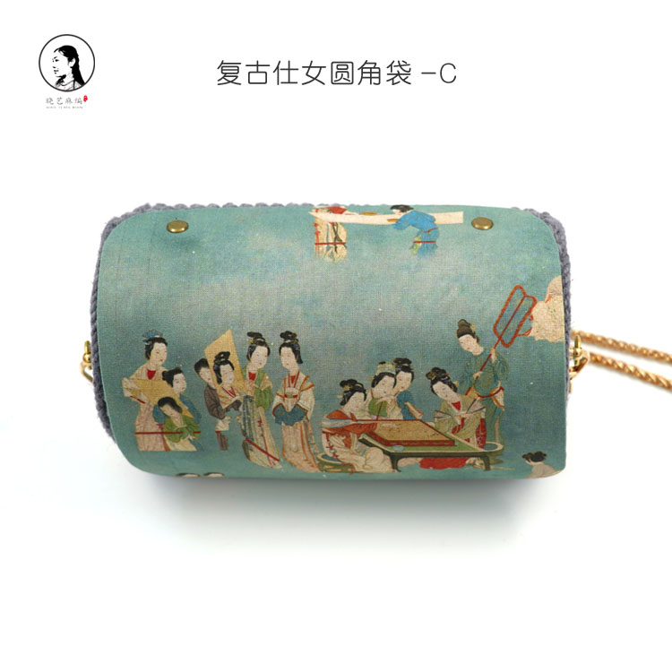 复古仕女圆角袋