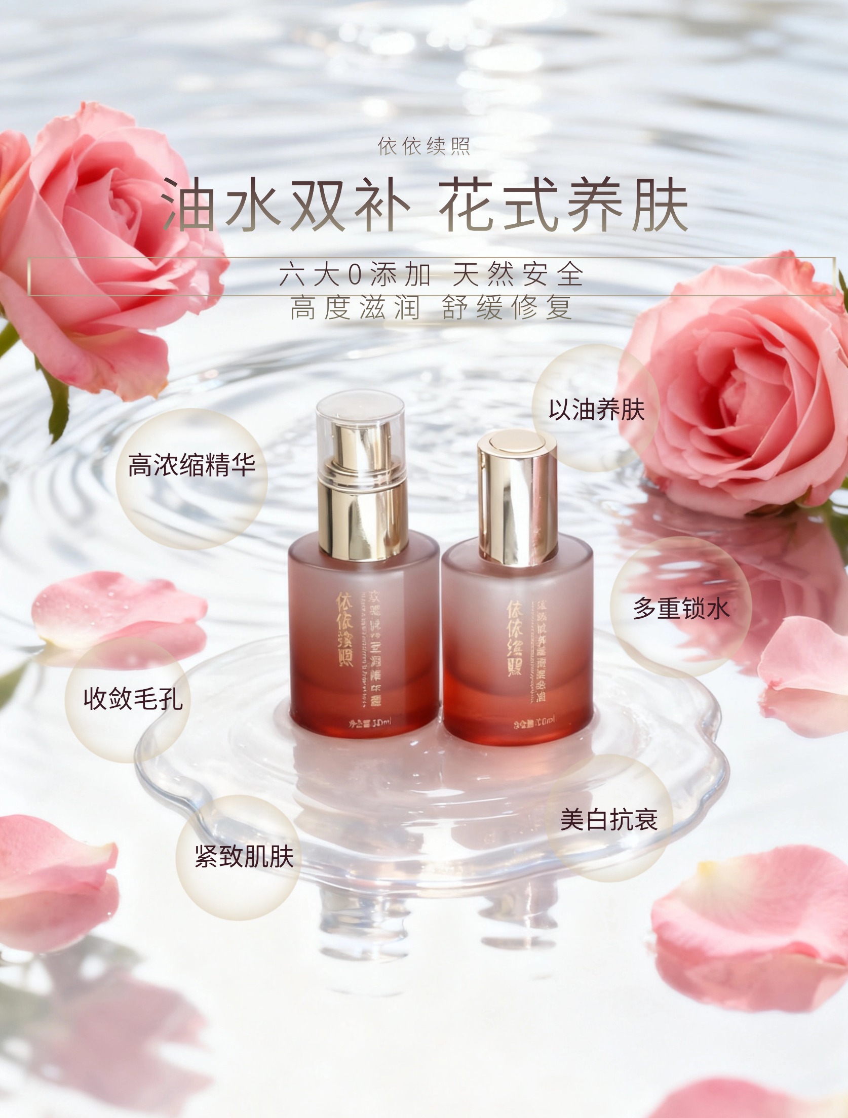 【双12钜惠】依依续照玫瑰水油护肤套装