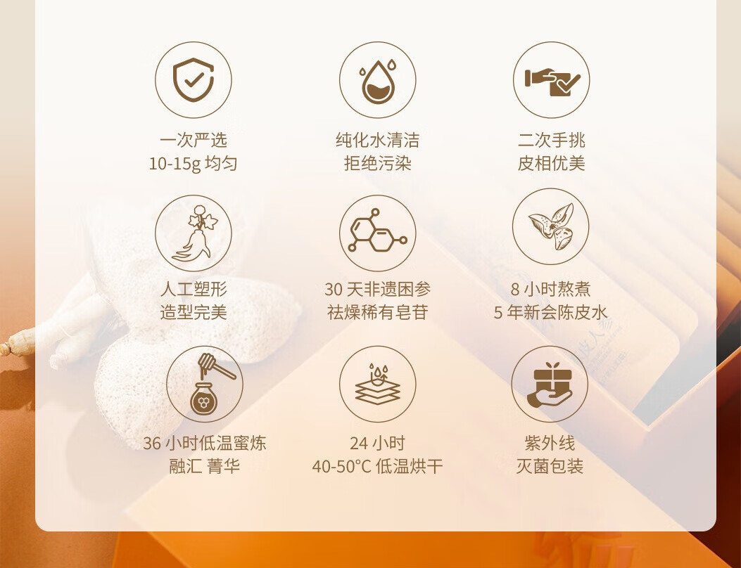 14头盏灯-蜜制陈皮人参（单条）