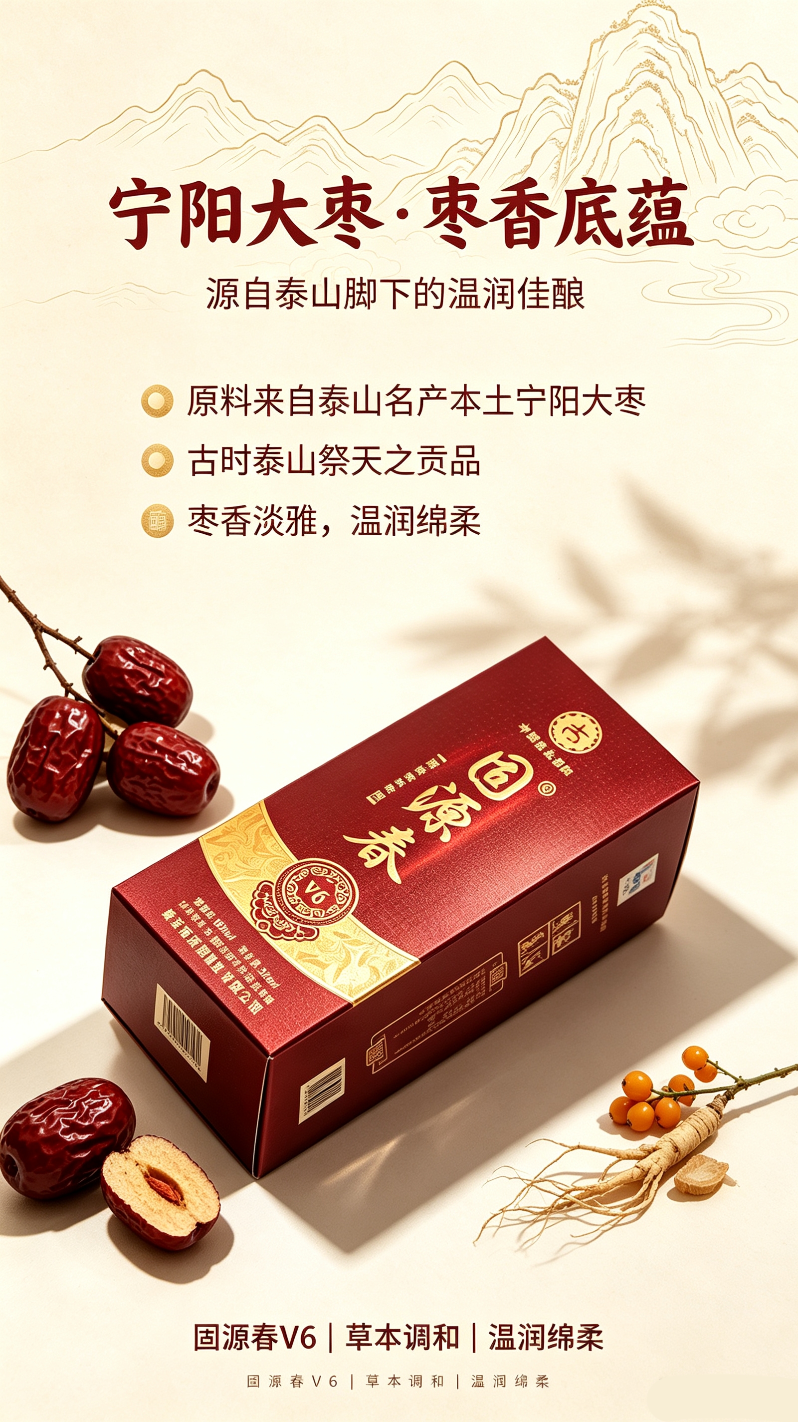 固源春V6  500ml/瓶  39%vol（度）营养型养生酒