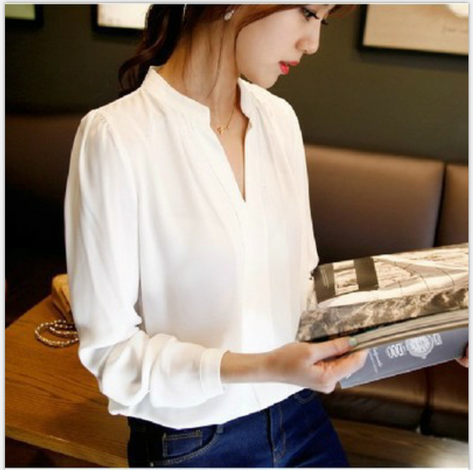 2020外贸新款女式韩版衬衫宽松长袖百搭显瘦雪纺衫衬衣