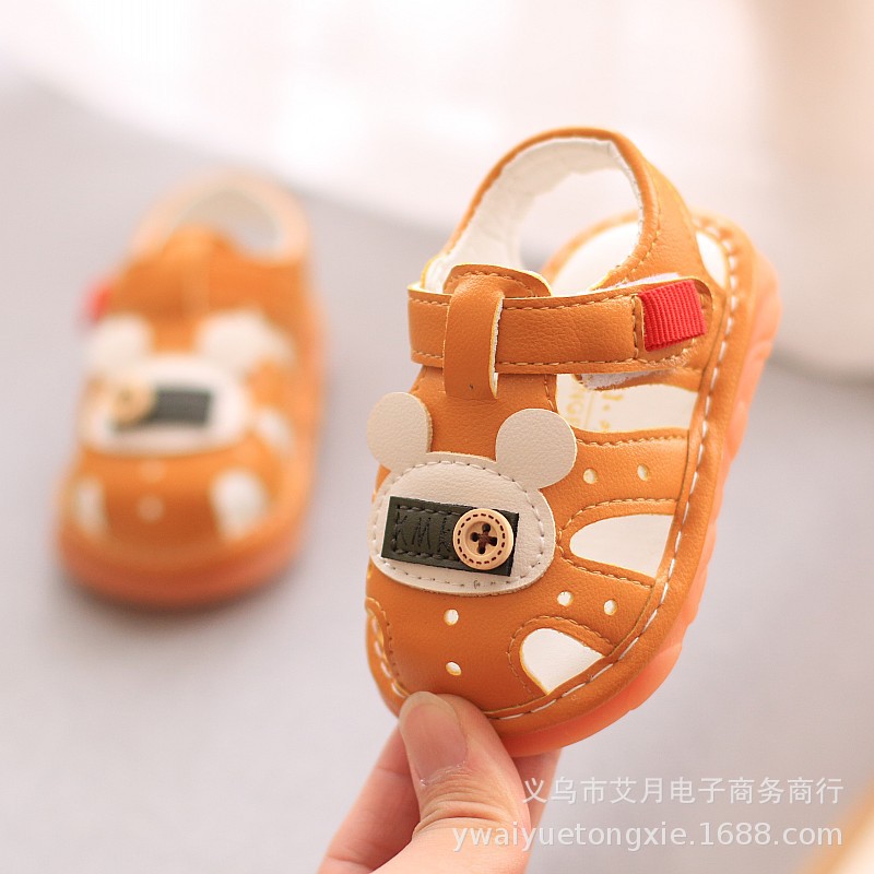 男宝宝凉鞋夏季女宝宝鞋子0一1-2岁婴儿软底防滑学步鞋叫叫鞋儿童